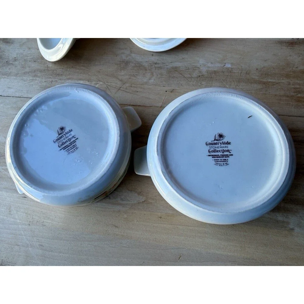 Pair Of  Covered Casserole Dishes from the JMP Countryside Stoneware Collection